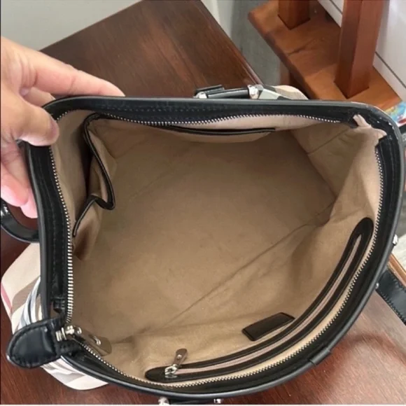 Burberry Black and Tan Checkered Tote - Picture 4 of 12